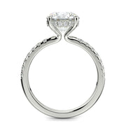 Nicollette Round Cut Pave Hidden Halo 4 Prong Claw Set Engagement Ring Setting - Nivetta
